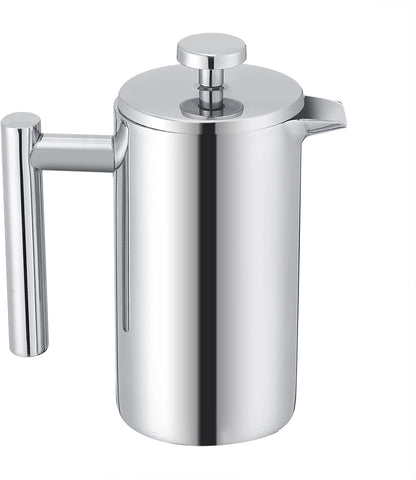 Acouto 350ml Double Wall Stainless Steel Coffee Maker, French Press Tea Pot with Filter