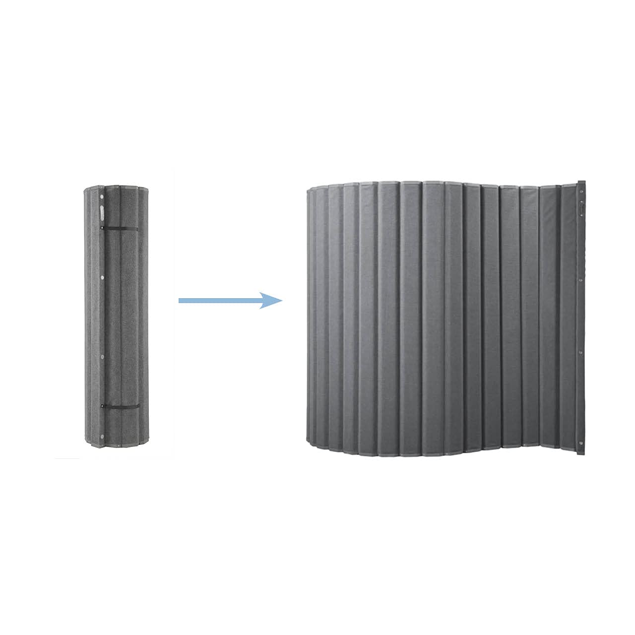 Versare VersiPanel Acoustical Partition Wall - Sound Panel Classroom Office Room Divider, Flexible Arrangement, Easy Roll-up Storage (Gray, 8'Wide x 6'6"Tall)