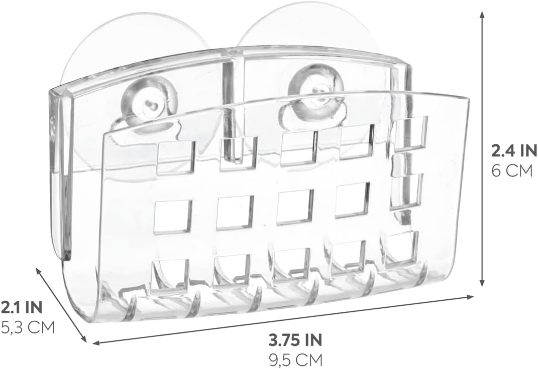 2.3" 5.2" 3.7", iDesign BPA-Free Plastic Sponge Holder for Kitchen Sink with Suction Cups, Ideal for Kitchen Sinks