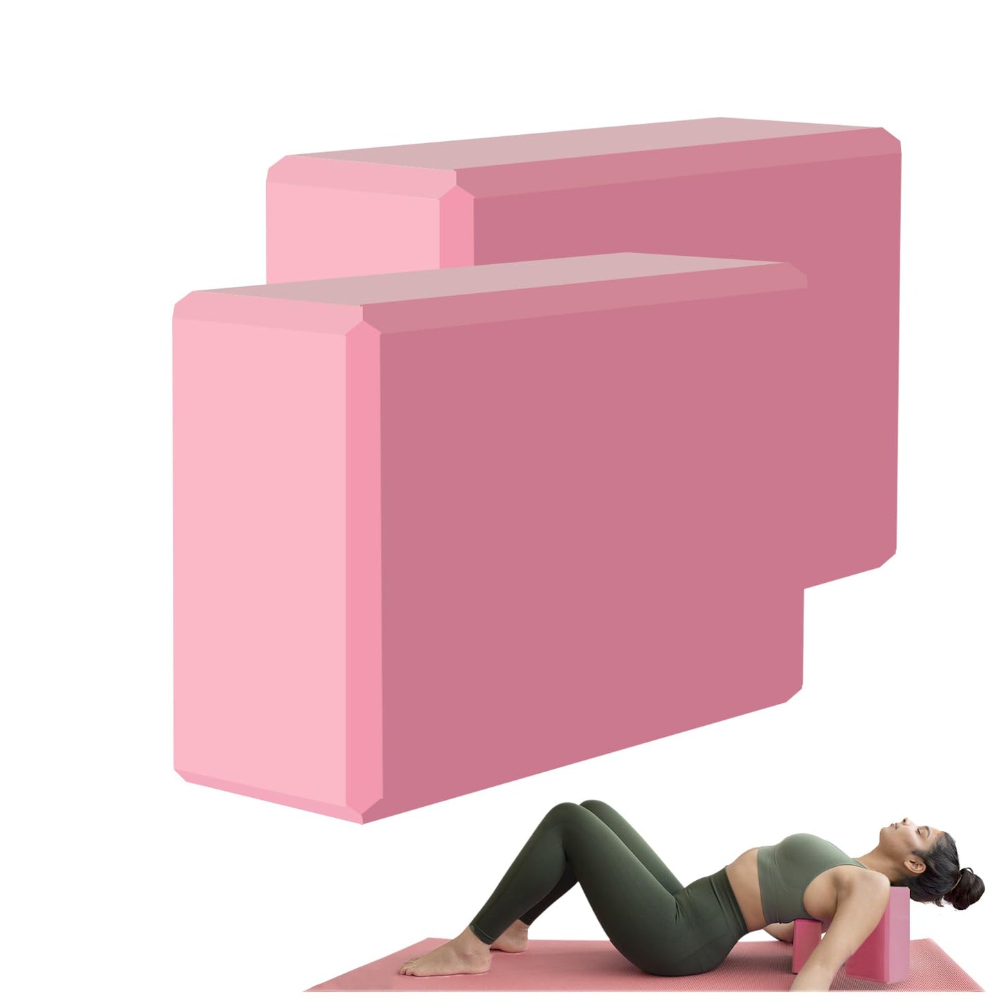 Yoga Block - Supportive Latex-Free Eva Foam - Soft Non-Slip Surface with Beveled Edges for Yoga, Pilates, Meditation - Yoga Accessories for Stability, Balance, Deepen Stretches