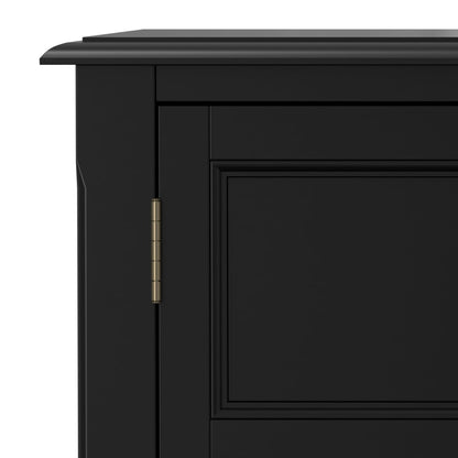 SIMPLIHOME Burlington Storage Cabinet - 30 inch Wide Solid Wood 2 Door Low Storage Unit in Black, Transitional Accent Cabinet for Living Room or Entryway with Adjustable Shelves