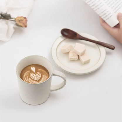 Tea Cup Porcelain Espresso Cups with Matching Saucers Premium Porcelain Coffee Cup- 7.8 Ounce, White Set of Mugs (A) (B)