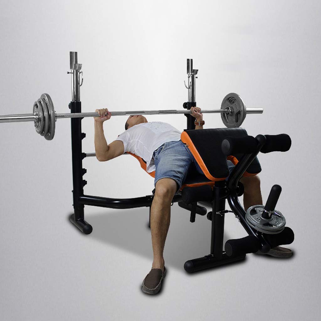 Gym Weight Bench pressFolding Weight Table Dumbbell Bench Functional Bench Press Weight Bench Barbell Rack Commercial Squat Rack Set Barbell Training (Color : Black, Size : 1
