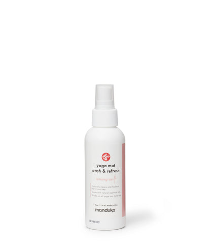 Manduka Yoga Mat Wash and Refresh – 100% Natural Essential Oil Yoga Mat Cleaning Spray, Fitness Equipment and Gym Accessories Cleaner, Non-irritating, Pet Friendly | Lemongrass Scent, 8 oz