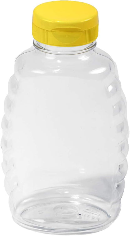 12 Pack 16 Little Giant Plastic Honey Jar | Skep-Style Jar | Honey Squeeze Bottle with Flip-top Lid | Plastic Honey