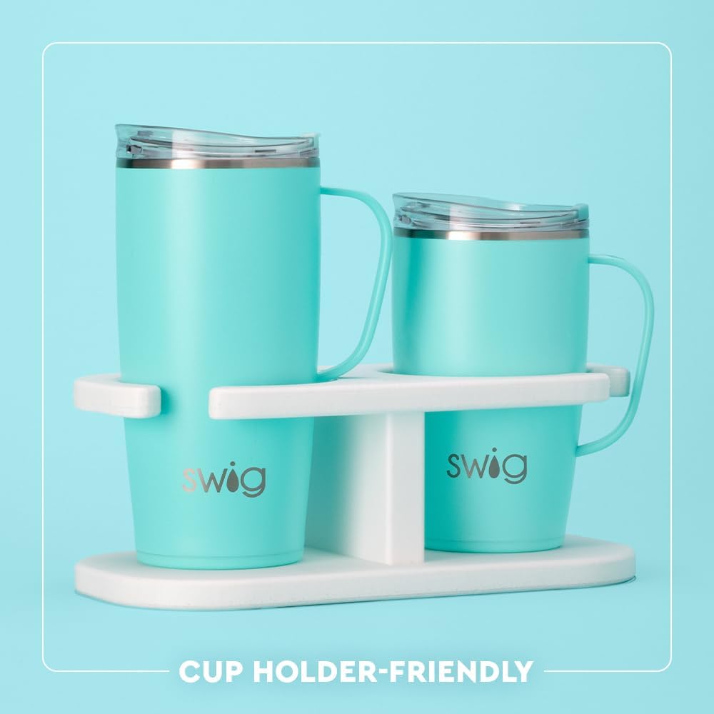 22oz 22 oz Swig Life Travel Mug, Insulated Tumbler with Handle and Lid, Travel Coffee Mug, Cup Holder Friendly