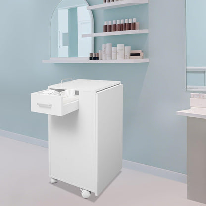 TREMENPOW Foldable Manicure Table, Single Station Nail Desk, Manicure Table with 3 Drawers & Wheels, 220lb Capacity, for Nail Salons, Beauty Spa, Home Office, Writing or Computer Desk