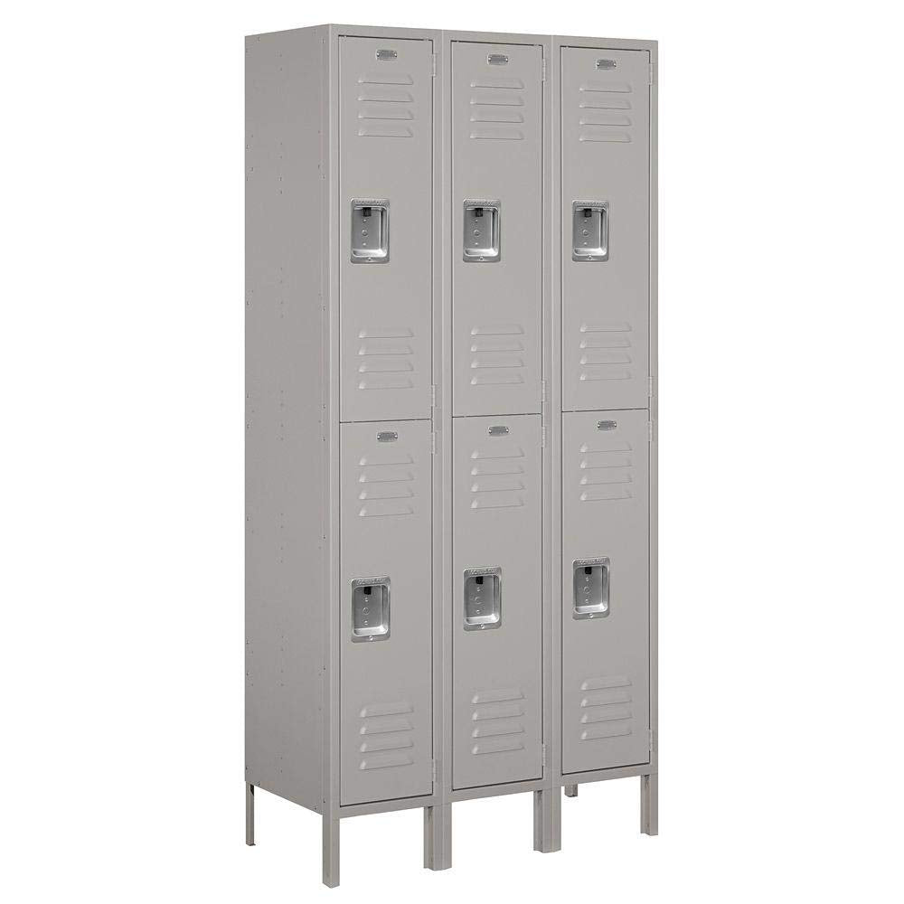 Salsbury Industries 62365GY-U Standard Metal Locker Double Tier 3 Wide 6 Feet High 15-Inch Deep Gray Unassembled,Grey