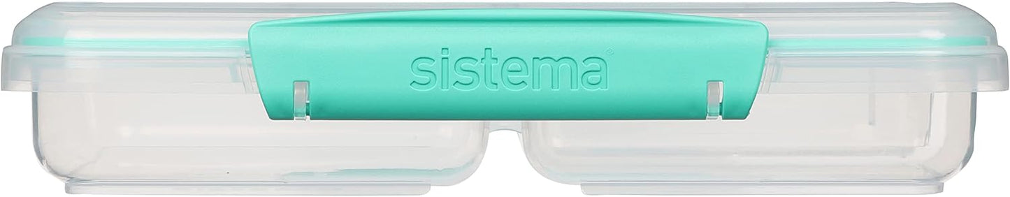 Sistema To Go Multi Split Meal & Food Container with Dividers & Clips, 820ml, BPA-Free, 1 Container, Color May Vary