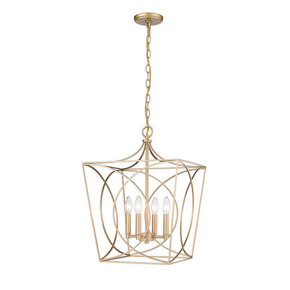 ML Lighting Tracy - 4 Light Pendant-21.9 Inches Tall and 15.87 Inches Wide-Painted Modern Gold Finish -Traditional Installation