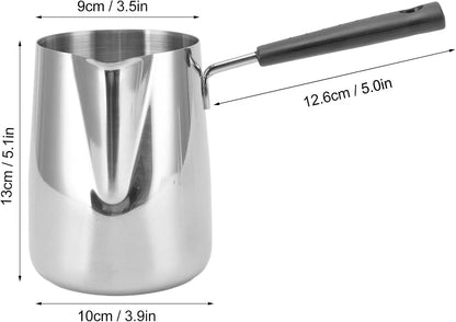 Long Handle Coffee Toroid Pitcher, 304 Stainless Steel Decanter, Rustproof Milk Frother Pitcher for Home Coffee Shop