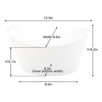 Tiawudi 6 Pack Plastic Oval Storage Tub, Ice Bucket for Wine, Beer and Champagne, Bottle Drink Cooler for Parties, Storage Basket, 4.5 Liter