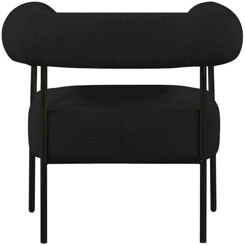 Meridian Furniture 527Black Blake Collection Modern | Contemporary Boucle Fabric Upholstered Accent Chair with Matte Black Frame, Black, 32" W x 28" D x 30.5" H