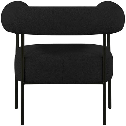 Meridian Furniture 527Black Blake Collection Modern | Contemporary Boucle Fabric Upholstered Accent Chair with Matte Black Frame, Black, 32" W x 28" D x 30.5" H