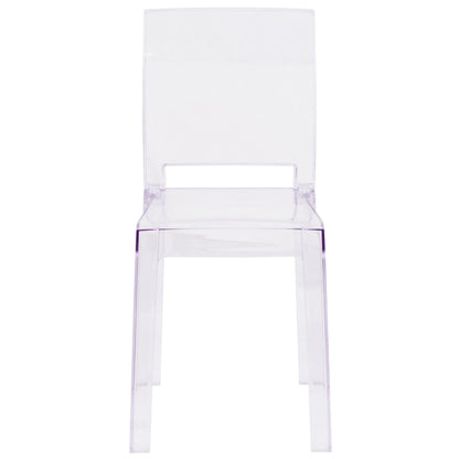 Flash Furniture McKenna 4 Pack Ghost Chair with Square Back in Transparent Crystal
