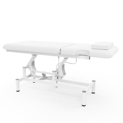 Dolonm 2 Motors Electric Massage Table, Hydraulic Electric Lift Adjustable Backrest and Height Lifting for Treatment, Physical Therapy, Spinal Massage, Facial Spa, Waxing, Tattooing - White