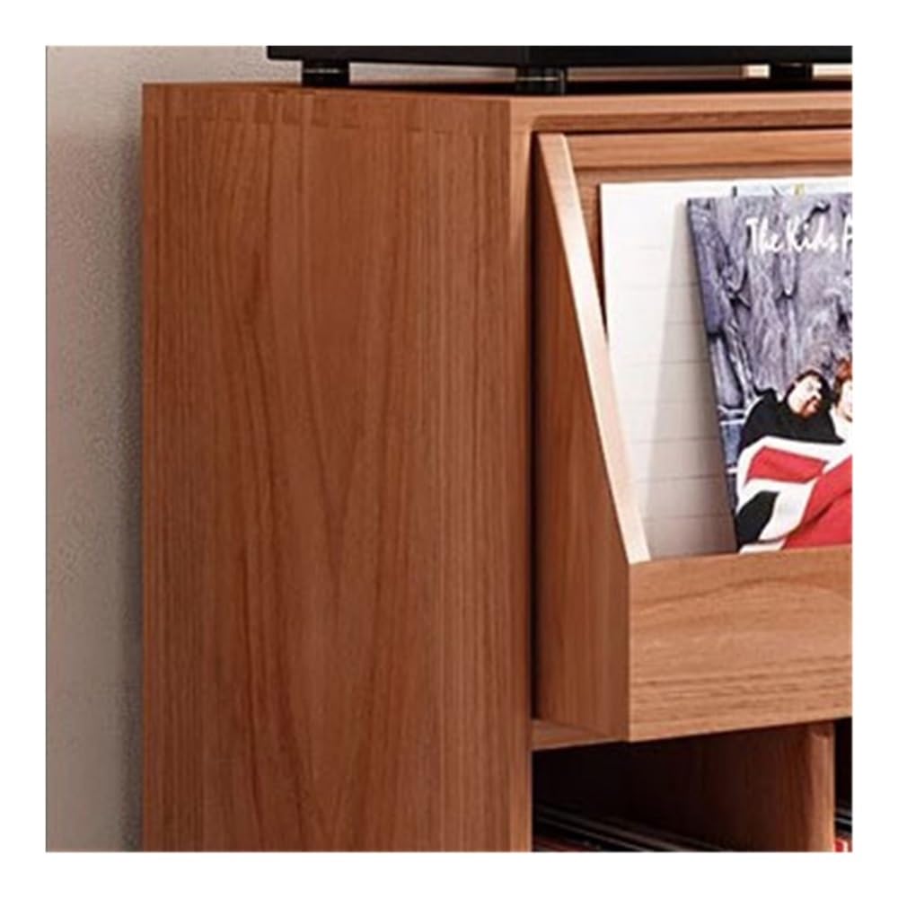 YGwnjqr Cd Rack Home Vinyl Record Storage Rack Wooden Books Magazine Cabinet with Universal Wheel,