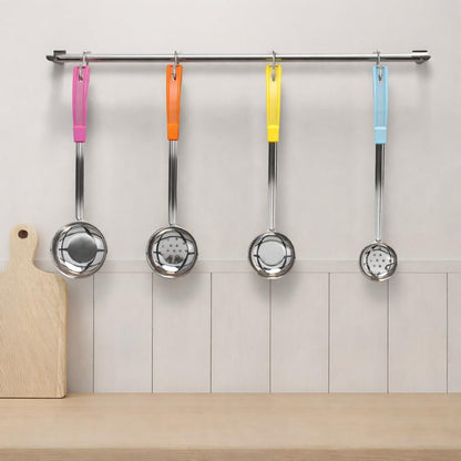 Portion Control Serving Spoons - (8 Piece Set) Restaurant Measuring Serving Ladle Utensils for Weight Loss, Bariatric Gastric Sleeve, Includes 2, 4, 6, 8 oz Solid & Perforated Scoops, 14-1/4" Long