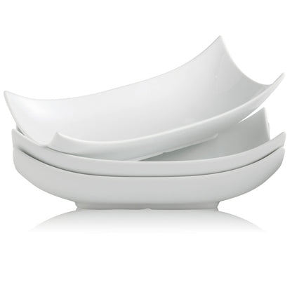 Gomakren Serving Platters Serving Bowls Set Turkey Serving Platter Porcelain Serving Dishes For Entertaining Special Curved Deep Large Mothers Day Thanksgiving Dishes Gifts Set of 3 White 12 Inch