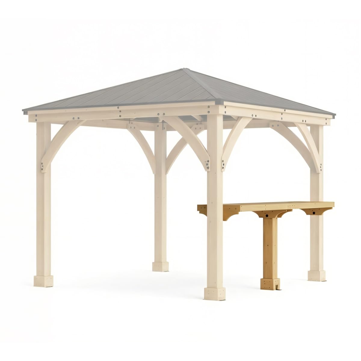 Yardistry 10' Meridian Bar Counter Attachment for 10' Pavilions, Gazebos, and Pergolas - Cedar Lumber - Natural Cedar Stain Color - Pavilion Not Included