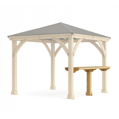 Yardistry 10' Meridian Bar Counter Attachment for 10' Pavilions, Gazebos, and Pergolas - Cedar Lumber - Natural Cedar Stain Color - Pavilion Not Included