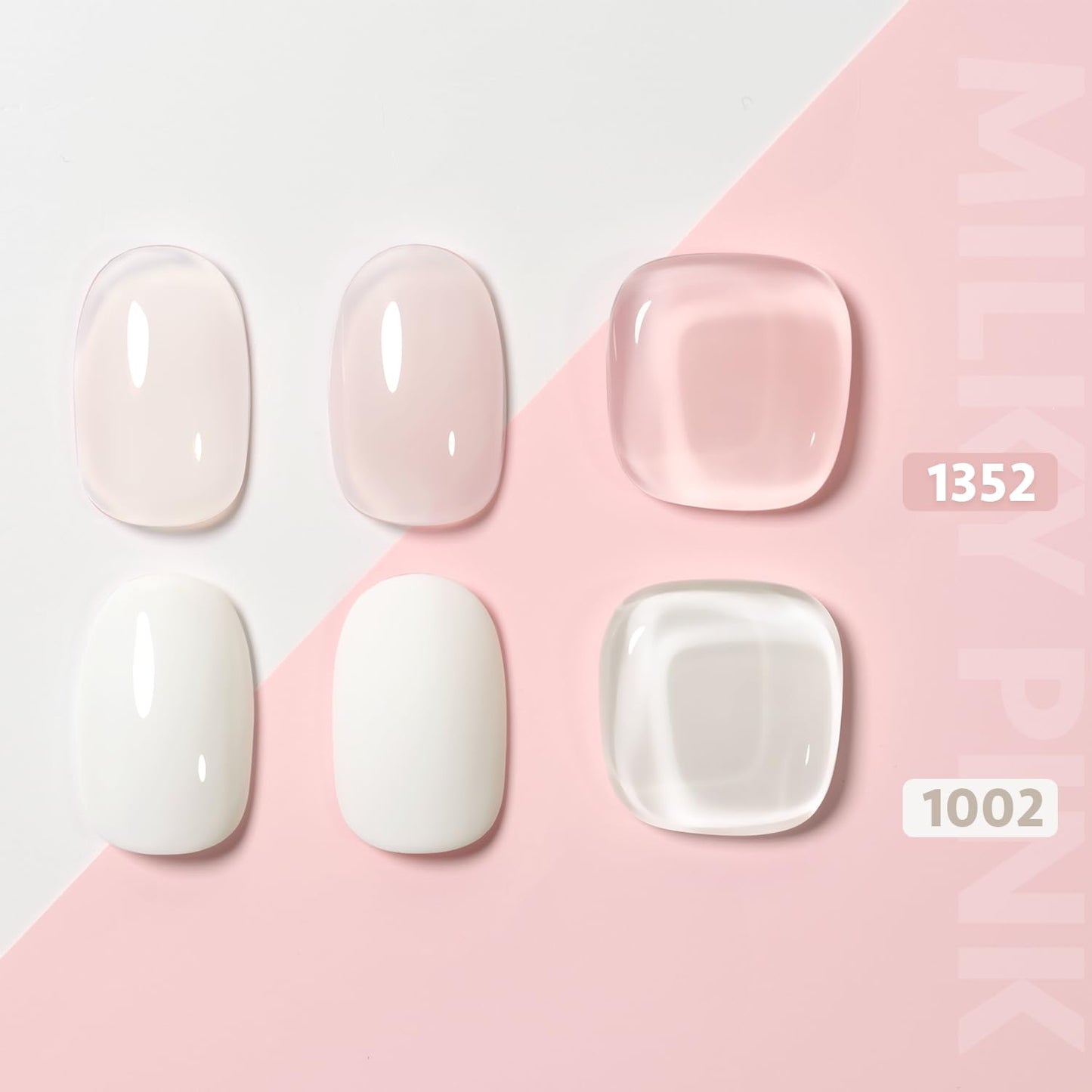 GAOY French Manicure Kit, Nail Stamper and 2Pcs Gel Nail Polish, Include Nude Jelly Pink White Colors for French Tip, UV Light Cure
