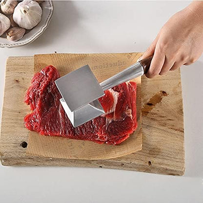 Meat Tenderizer Hammer, Dual-Sided Meat Pounder Tool with Wooden Handle for Steak, Beef, Poultry Mallet