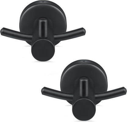 Pack of 2 SUS304 Stainless Steel Matte Black Wall Mounted Towel Hooks for Bathroom Shower Kitchen Cabinet Closet Door