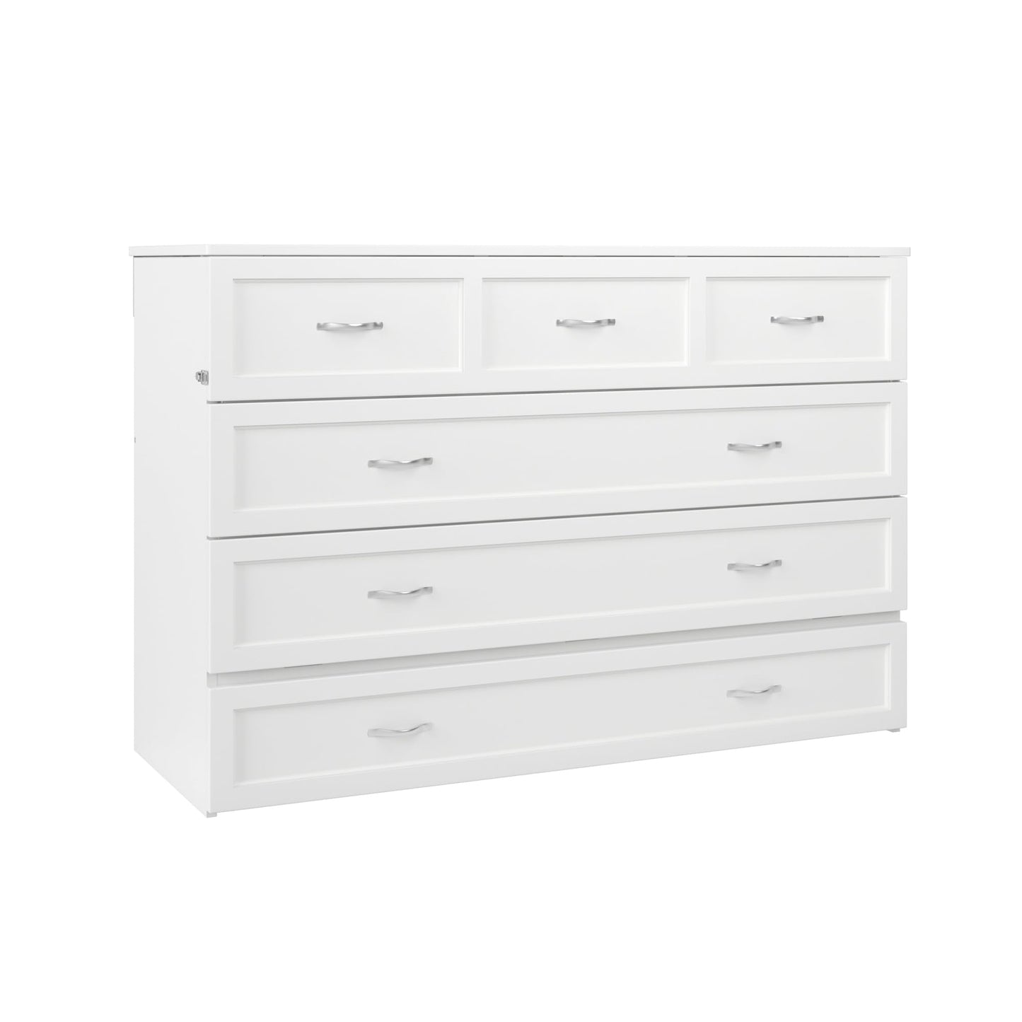 AFI Northfield Queen Size Murphy Bed Chest with Mattress, Storage, & Built-in Charger in White