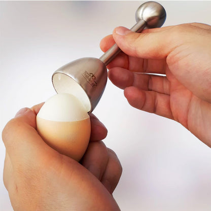 NobleEgg Egg Cups for Soft Boiled Eggs, All Sizes, Topper, Spoons, 18/8 Stainless Steel, Set for 2