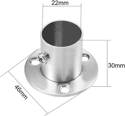 MroMax 304 Stainless Steel Wardrobe Pipe Bracket - 0.87 Inch Dia, Wall Mount Hanging Rail Rod Support Socket