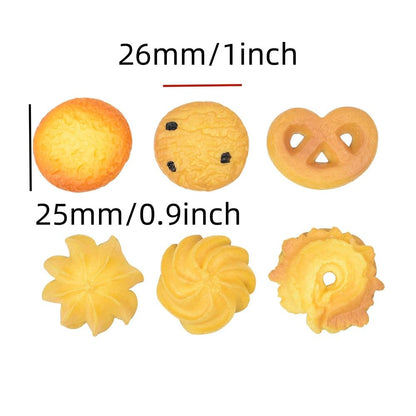 X Hot Popcorn 60Pcs Fake Cookies Mini Fake Cookies Artificial Pastries Food Fake Biscuits Model for DIY Craft Home Kitchen Decor