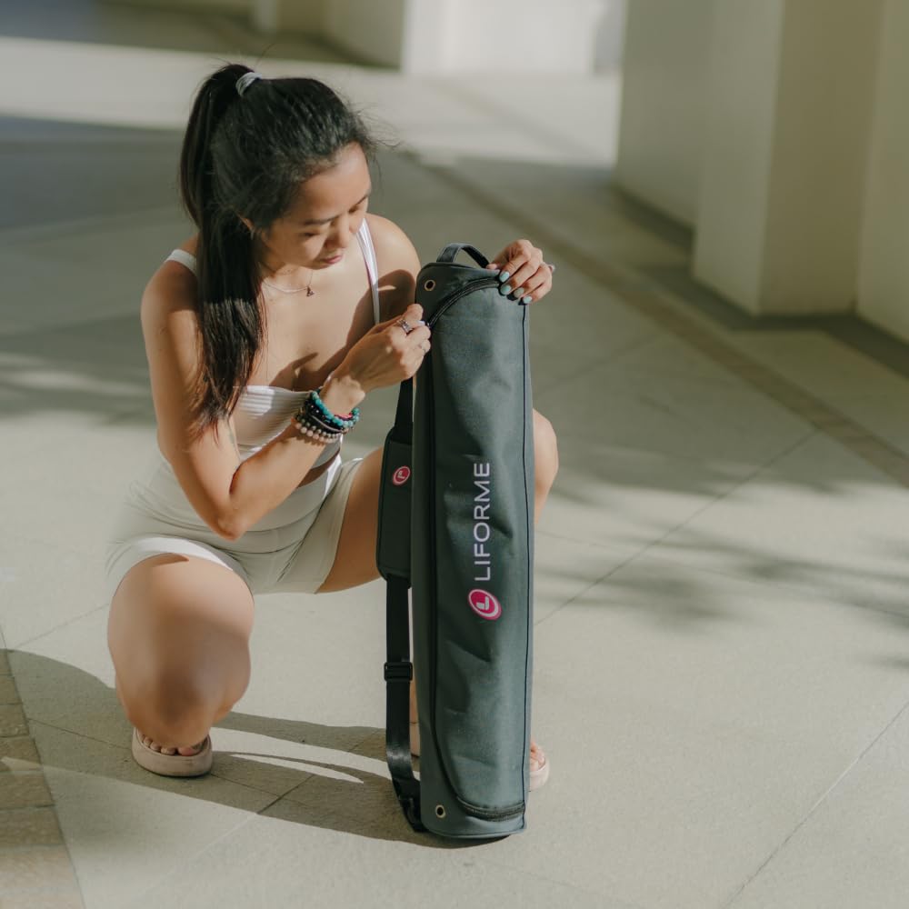 Liforme Travel Yoga mat – Patented Alignment System, Warrior-Like Grip, Non-Slip, Eco-Friendly, Ultra-Lightweight and Sweat Resistant, Made with Natural Rubber