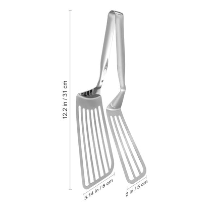 Stainless Steel Spatula Tongs for Cooking Fish Gripper Handy Pizza Clip Slotted Double Spatula Grill Tongs Metal s for Kitchen Use Fish