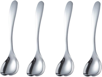 Cute Heart Shape Spoon, Stainless Steel Coffee Spoon, Dessert Tea Appetizer Spoon for Cake Ice Cream