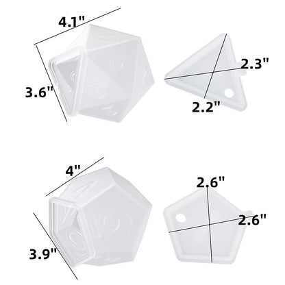 JEYUQAXY Large Silicone Polyhedral Dice Molds 2 Styles with D20, and D12 Resin Casting Mold DND for DIY Resin, Dice, Jewelry, Candles, Crafts Board RPG Games white