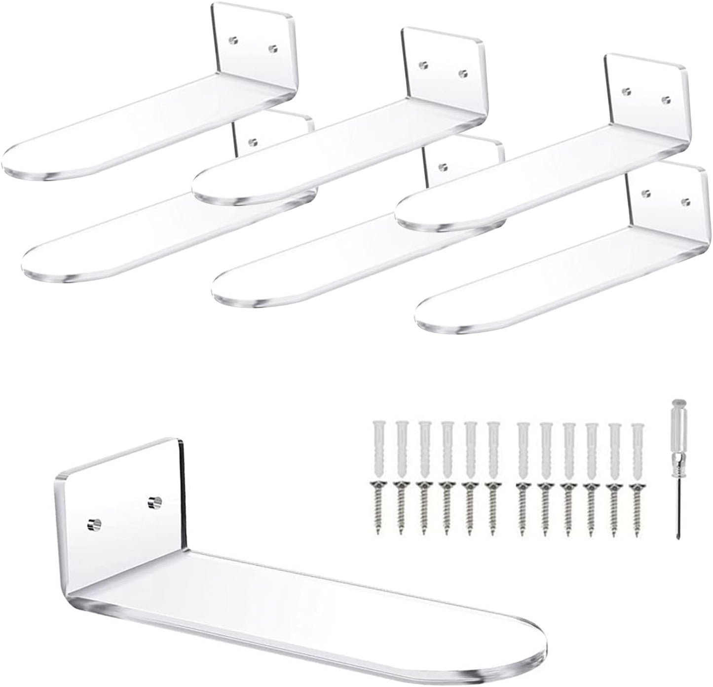 6 PCS Acrylic Floating Shoe Rack Wall Mount Display Shoe Rack Transparent Storage Rack for Home Use Sneaker Display