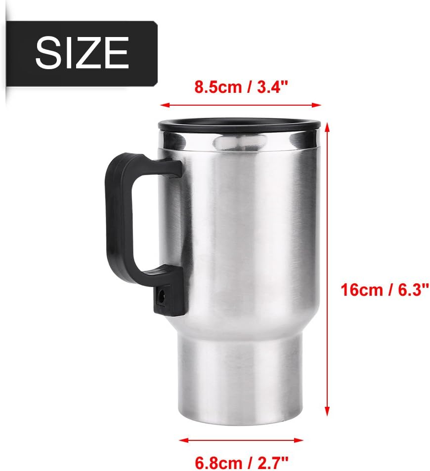 Hot Water Kettle Electric, Travel Kettle, 12V 450ml Stainless Steel Car Heating Cup, Portable