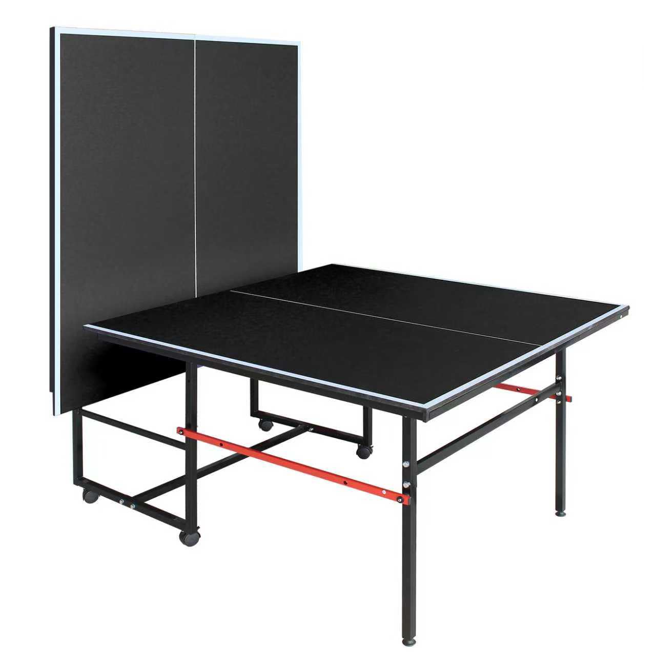 KL KLB Sport 8Ft Mid-Size Ping Pong Table, Foldable & Portable Table Tennis Table Set for Indoor Games with Net, 2 Table Tennis Paddles and 3 Balls (Black)