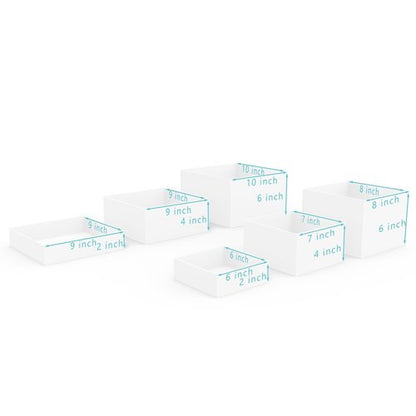 Laumffon Buffet Risers, Food Risers for Buffet Table, Display Stand Shelf for Catering Dessert Collectibles Jewelry Figures Show, White Acrylic Cube Display Nesting Risers with Hollow Bottoms