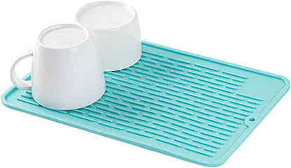 Restaurantware Small Countertop Drying Mat, 11.8 x 7.9 Inch, Food-Grade Dish Drainboard with Ribbed Design