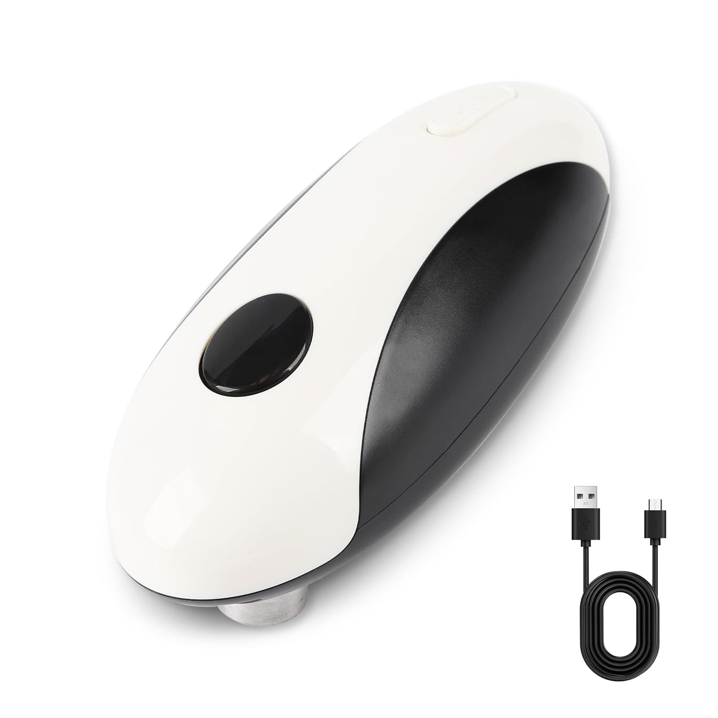 One-Touch Rechargeable Electric Can Opener - Hands-Free Automatic, Smooth Edge Opener for Seniors & Arthritis, USB-C Fast Charge, Compact for Kitchen, Camping, All Can Sizes (White)