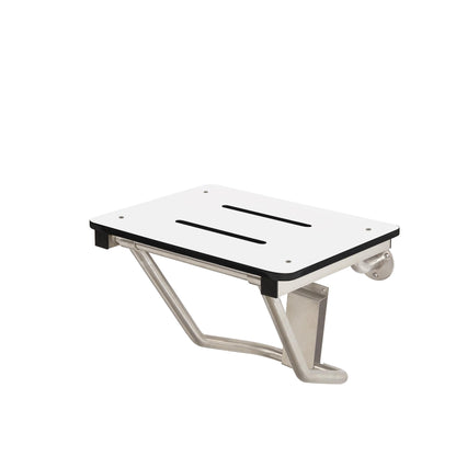 Seachrome Lift-Assist Shower Seat, Yoke-Style Bench, Wall Mount, 22" x 15", Solid White Phenolic
