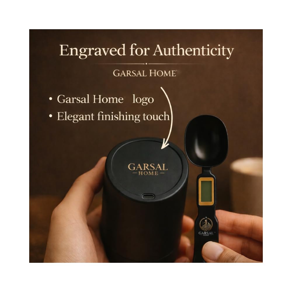 Garsal home. Electric Burr Coffee Grinder with 40 Grind Settings, Stainless Steel Conical Blades, Digital Measuring Spoon, USB-C Rechargeable Battery.