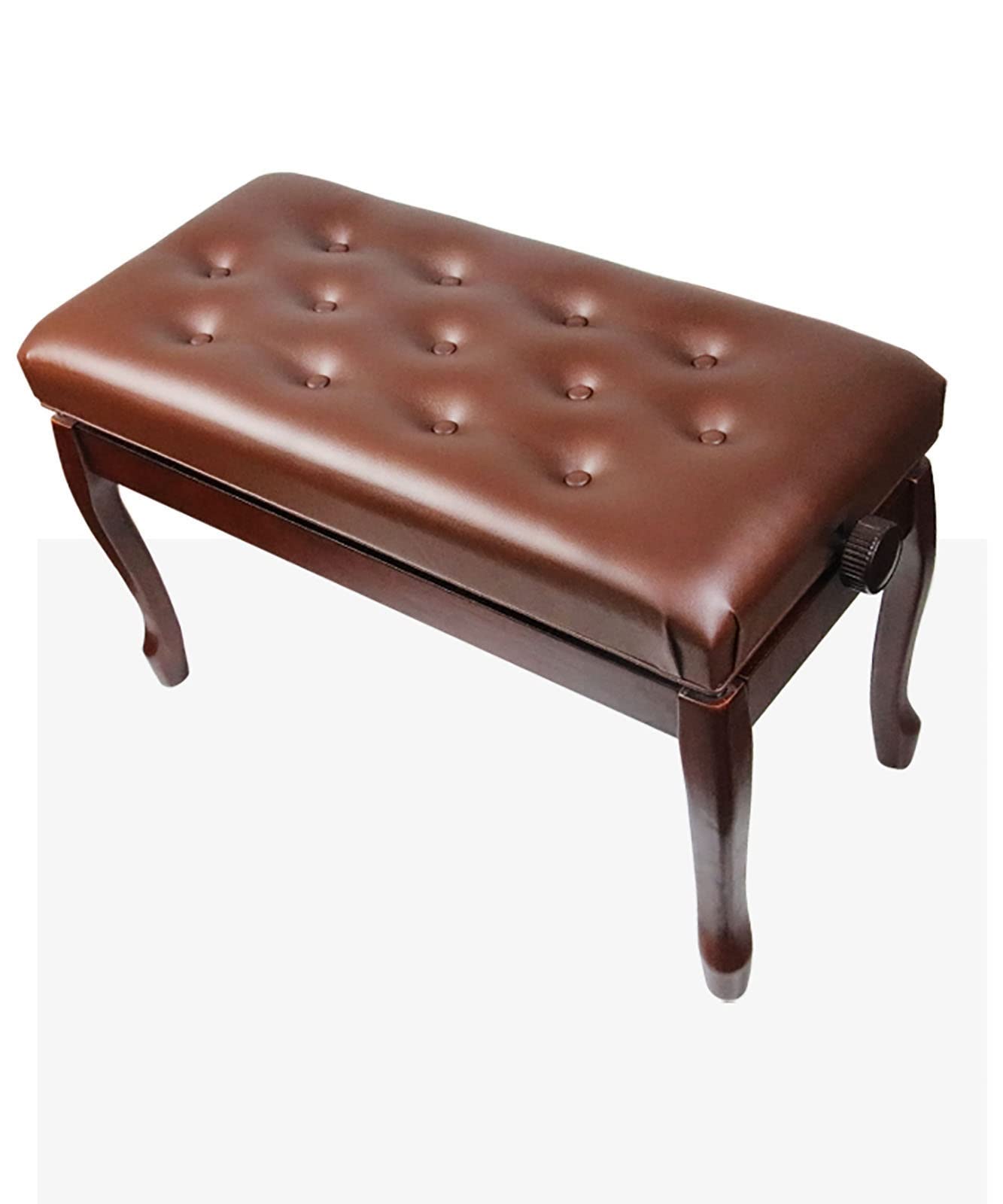 Premium Leather Deluxe Piano Bench with Solid Wood Construction Keyboard Bench and Vanity Stool 76 X 35 X 49Cm Black/Brown