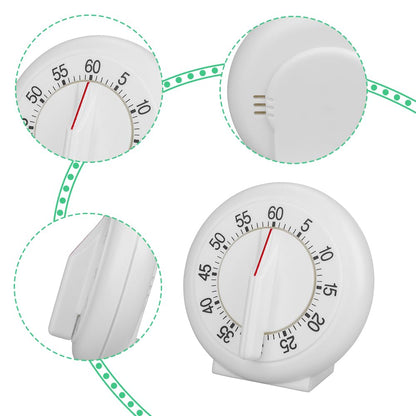 Lwuey Kitchen Timer Manual, 60 Minutes Round Shape Timer Cooking Ring Mechanical Counter Alarm Clock Wind Up Timers Home Egg Baking Steaming Visual Countdown Teacher Exercising Meeting White