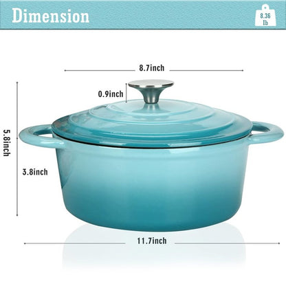 4.5 QT Enameled Cast Iron Dutch Oven with Lid, Heavy-Duty Round Cookware Pot with Dual Handles for Sourdough Bread Baking, Braising, Soups and Stews, Used for All Stoves