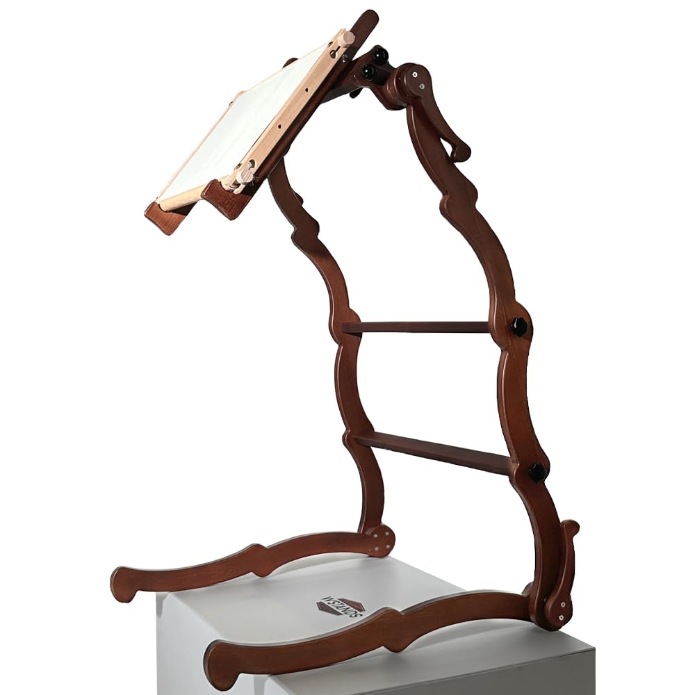 W-Stands Adjustable Embroidery Frame and Q-Snap Stand - The River Birch Wooden Craft Floor Stand for Cross Stitch, Needlework, and DIY Projects