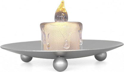 Set of 3 Decorative Iron Plate Candle Holders, 4.33x0.78inch for LED & Wax Candles, Spa & Wedding Decor