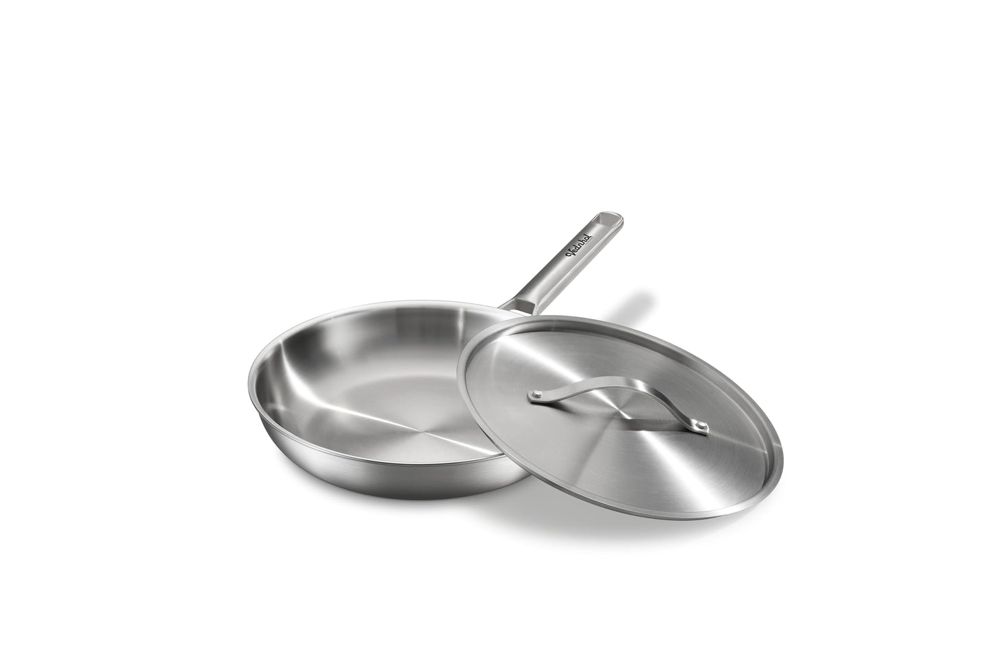 VEDNHOL Stainless Steel Frying Pan 12 Inch with Lid, Fully Clad Tri-Ply Stainless Steel Skillet for Even Heating, Brushed Finish, Dishwasher & Oven Safe, Induction & All Stovetops Compatible